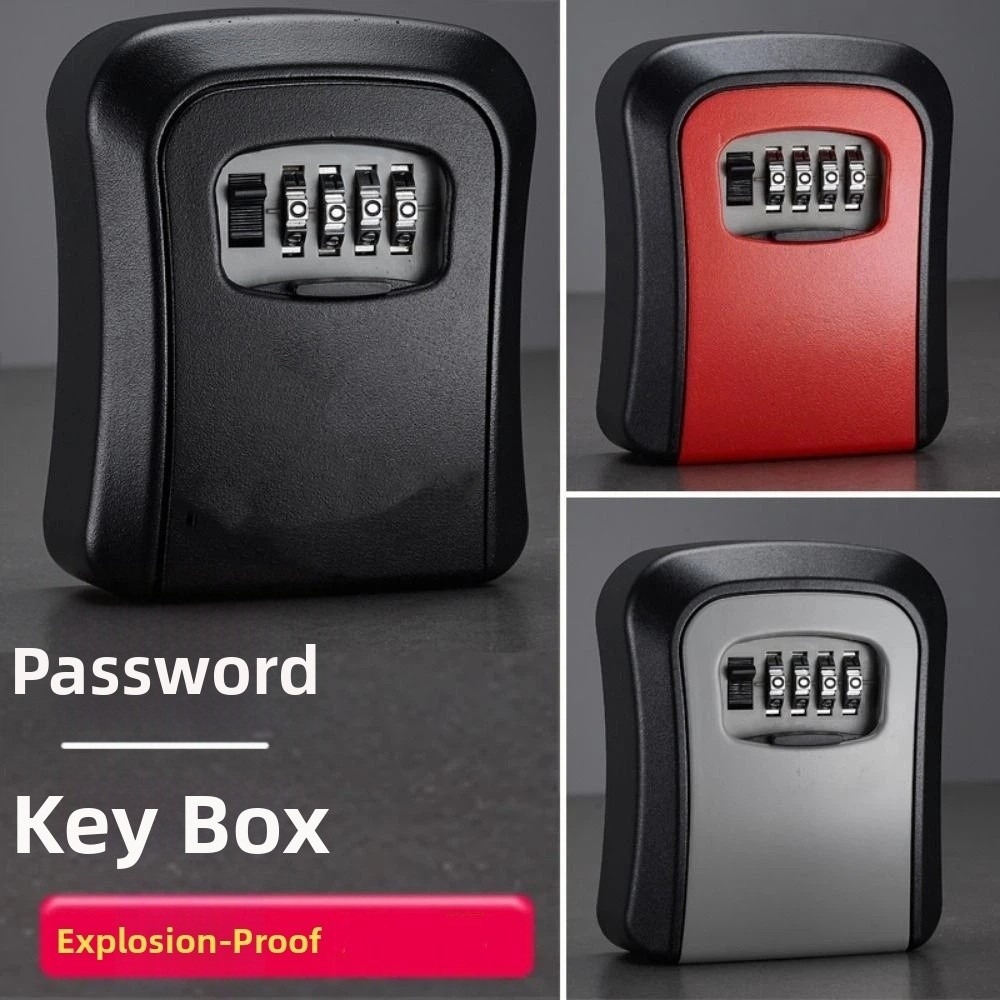 Lockbox Key Secure - 安全な収納ボックス 壁掛け式パスワードキーボックス 頑丈な盗難防止キーロックボックス 4桁の耐久性のあるコンビネーションロックボックス ホテル用