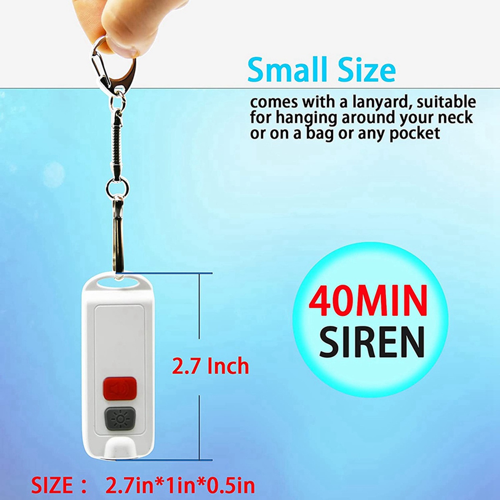Personal Alarm Keychain - FULL-2Xパーソナルアラーム、SOS LEDライト付き女性用安全アラーム、130DBサイレン、子供や高齢者向けの防水キーチェーンサウンドデバイス