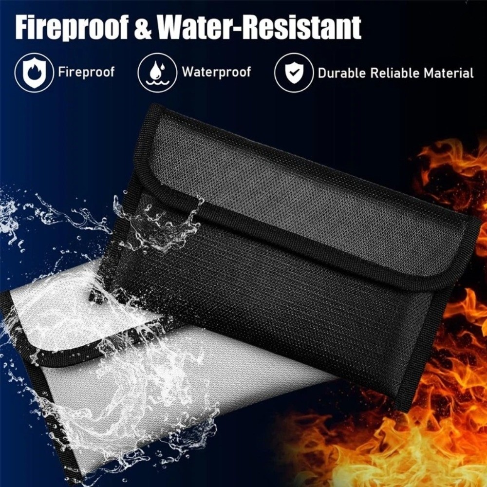 Fire Safe Document - ポータブル防水耐火収納バッグ（ジッパー付き）耐火性セーフドキュメントバッグ多機能ファイル収納バッグマネー