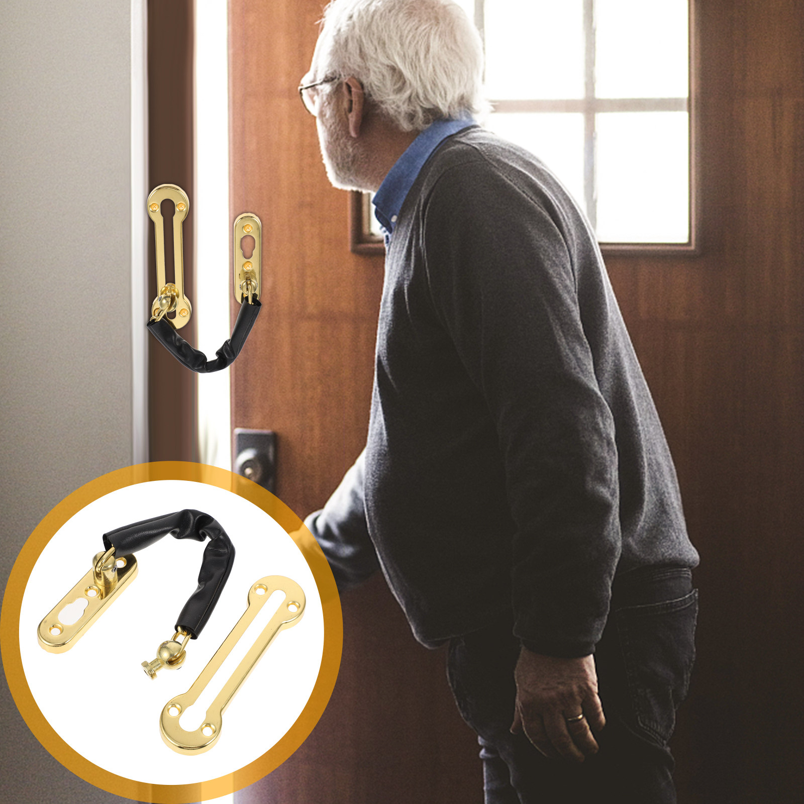 Security Chain Door - ステンレス製ドアチェーンロック。頑丈で防犯性に優れ、家庭やオフィスでのセキュリティ強化に最適なドアボルト金具。