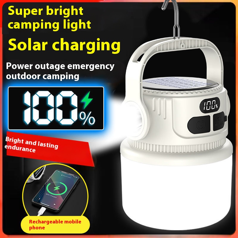 Power Outage Light - LED ソーラー電球ライト充電式ポータブルランタン防水屋外ナイトマーケットキャンプテント停電緊急ランプ