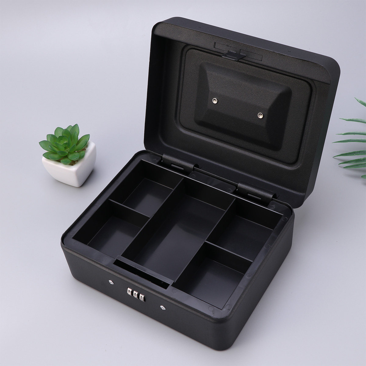 頑丈な金属製キャッシュボックス。組み合わせ式の鍵でセキュリテ - Lockbox Key Secure のレビューと価格